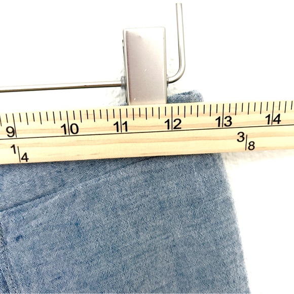 DREW Whitney Tulip Linen Pants Slit Wide Leg Festival Blue Size Petite Small SP - Picture 9 of 12